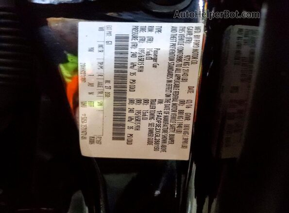 1FADP3E2XGL288150 2016 FORD FOCUS Blue VIN კოდის სტიკერის ხედი