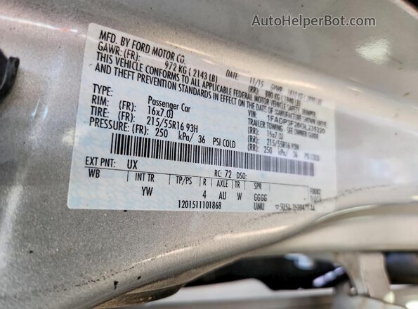 1FADP3F26GL235220 2016 FORD FOCUS Silver Շարժիչի բաժամունքի տեսք