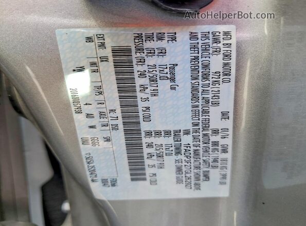 1FADP3F27GL262927 2016 FORD FOCUS Silver ძრავის განყოფილების ხედი