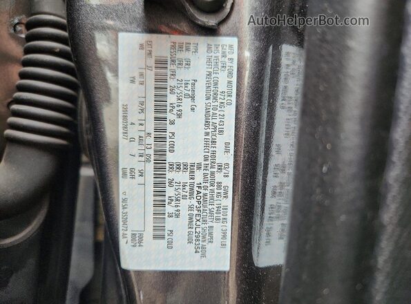 1FADP3FEXJL298354 2018 FORD FOCUS Gray Շարժիչի բաժամունքի տեսք