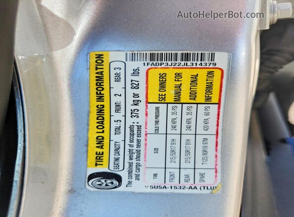 1FADP3J22JL314379 2018 FORD FOCUS Gray Вид підкапотного простору