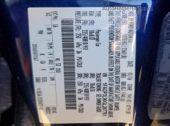 1FADP3L90GL267761 2016 FORD FOCUS Blue Շարժիչի բաժամունքի տեսք