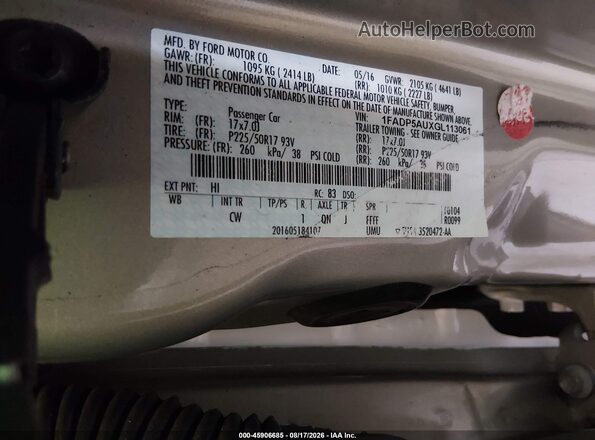 1FADP5AUXGL113061 2016 FORD C-MAX HYBRID  Вид подкапотного пространства