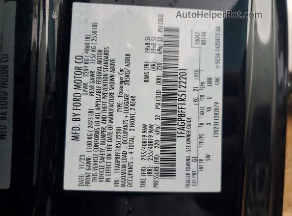1FAGP8FF1R5122201 2024 FORD MUSTANG Черный Вид подкапотного пространства