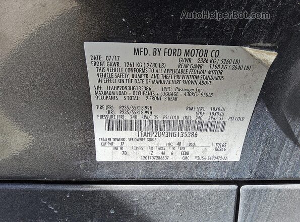 1FAHP2D93HG135386 2017 FORD TAURUS Silver Շարժիչի բաժամունքի տեսք