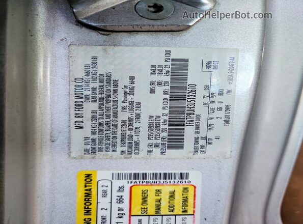1FATP8UH3J5132610 2018 FORD MUSTANG Серебряный Вид наклейки с VIN-кодом
