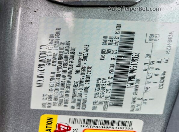 1FATP8UH9P5108353 2023 FORD MUSTANG Серебряный Вид подкапотного пространства