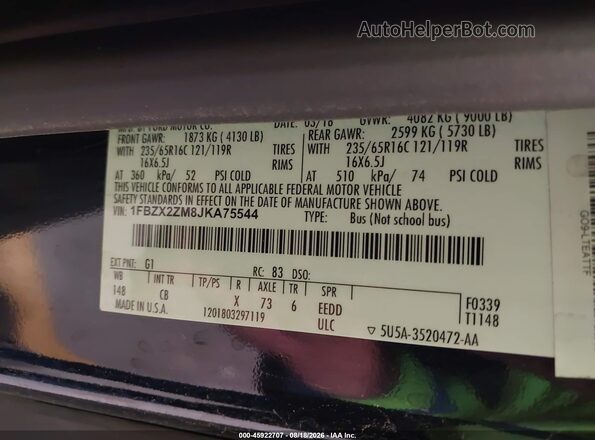 1FBZX2ZM8JKA75544 2018 FORD TRANSIT-350 Black Widok komory silnika