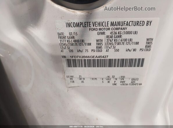 1FD7X2B66GEA45427 2016 FORD F-250 Белый Вид подкапотного пространства