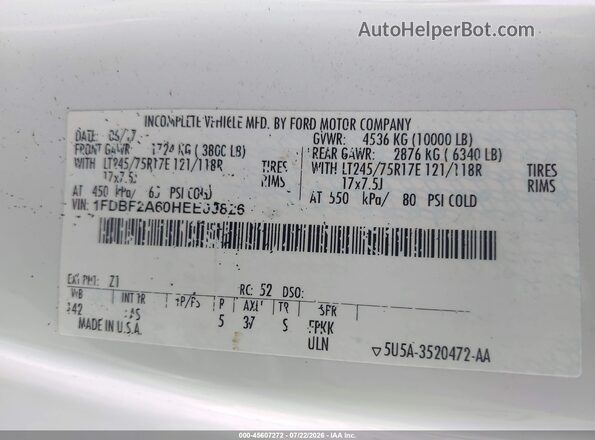 1FDBF2A60HEE09826 2017 FORD F-250 White Widok komory silnika