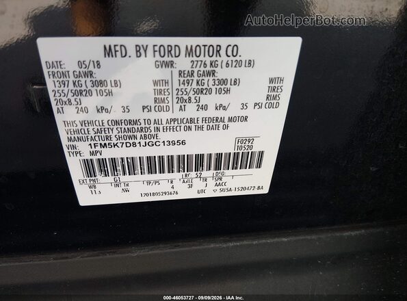 1FM5K7D81JGC13956 2018 FORD EXPLORER Черный Вид подкапотного пространства
