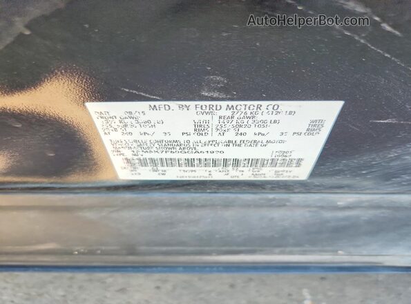 1FM5K7F80GGA61920 2016 FORD EXPLORER Черный Вид наклейки с VIN-кодом