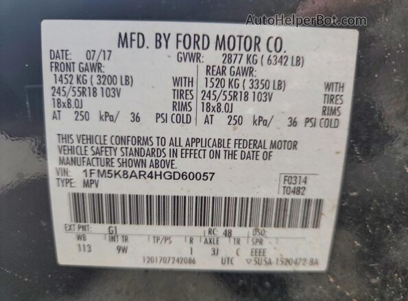 1FM5K8AR4HGD60057 2017 FORD EXPLORER Black Vista del compartimento del motor