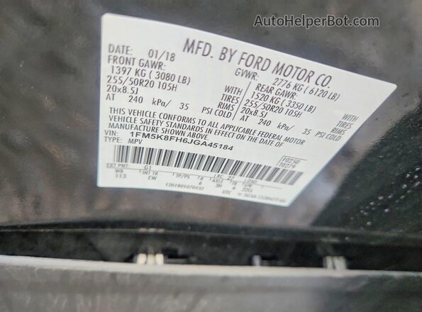 1FM5K8FH6JGA45184 2018 FORD EXPLORER Black Engine compartment view