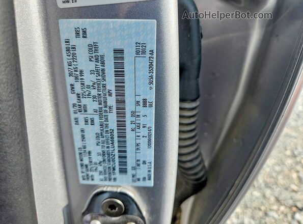 1FMCU0DZ1LUA68052 2020 FORD ESCAPE Silver Vista de la etiqueta del VIN