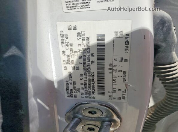 1FMCU0F64LUA81476 2020 FORD ESCAPE White VIN կոդի պիտակի տեսք