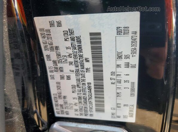 1FMCU0F76GUA49918 2016 FORD ESCAPE Black Widok komory silnika