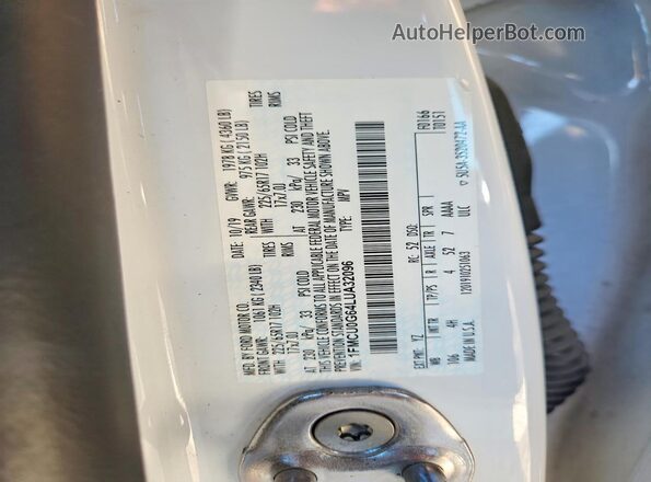 1FMCU0G64LUA32096 2020 FORD ESCAPE White Widok naklejki z numerem VIN
