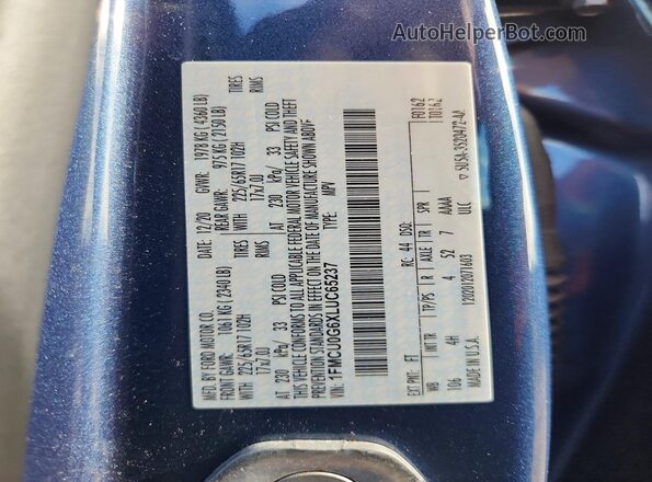 1FMCU0G6XLUC65237 2020 FORD ESCAPE Blue ძრავის განყოფილების ხედი