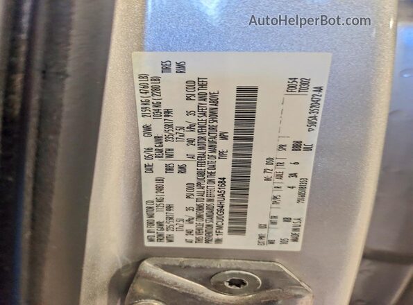 1FMCU0G94HUA51684 2017 FORD ESCAPE Silver ძრავის განყოფილების ხედი