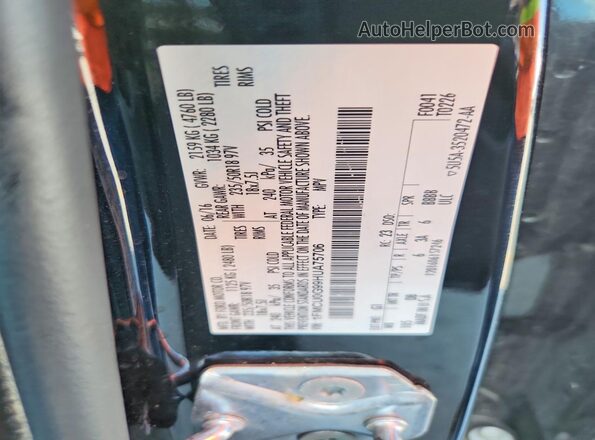 1FMCU0G99HUA75706 2017 FORD ESCAPE Black Vista de la etiqueta del VIN