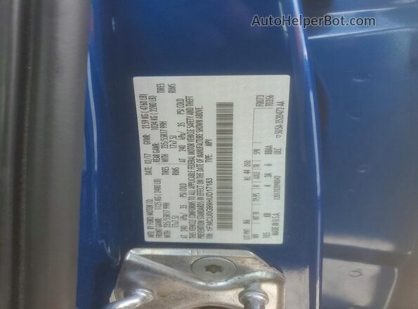 1FMCU0G99HUD17183 2017 FORD ESCAPE Синий Вид наклейки с VIN-кодом