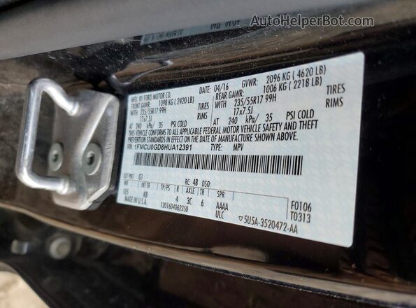 1FMCU0GD8HUA12391 2017 FORD ESCAPE Black Vista de la etiqueta del VIN