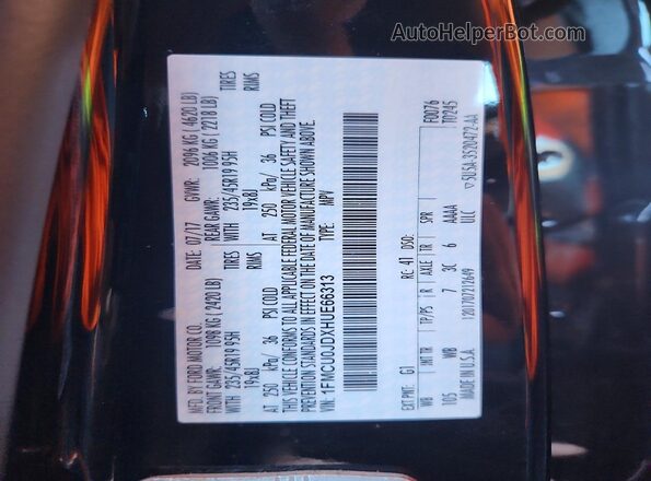 1FMCU0JDXHUE66313 2017 FORD ESCAPE Black Widok naklejki z numerem VIN