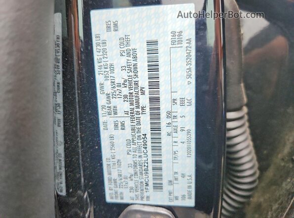 1FMCU9BZ2LUC49054 2020 FORD ESCAPE Black სალონის 360-გრადუსიანი ხედი