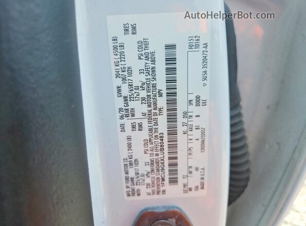1FMCU9G6XLUB80483 2020 FORD ESCAPE White VIN sticker view