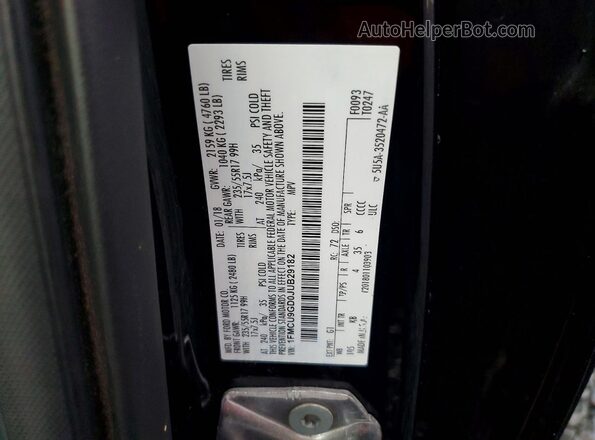 1FMCU9GD0JUB29182 2018 FORD ESCAPE Черный Вид наклейки с VIN-кодом