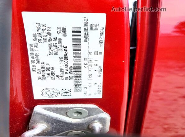 1FMCU9GD2HUA34147 2017 FORD ESCAPE Red Vista de la etiqueta del VIN