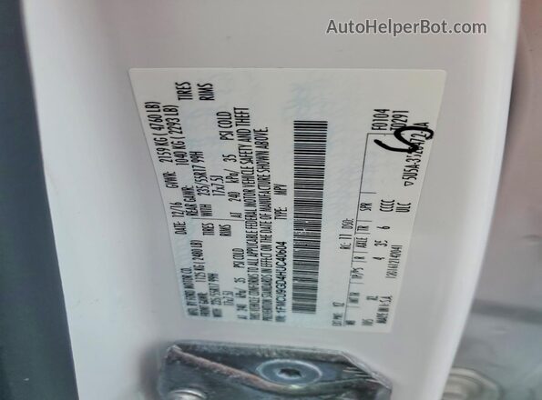 1FMCU9GD4HUC40604 2017 FORD ESCAPE White Շարժիչի բաժամունքի տեսք