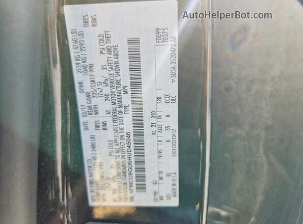 1FMCU9GD6HUD45046 2017 FORD ESCAPE Black Widok komory silnika