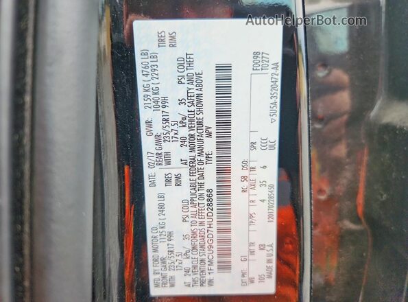 1FMCU9GD7HUD28868 2017 FORD ESCAPE Black VIN կոդի պիտակի տեսք