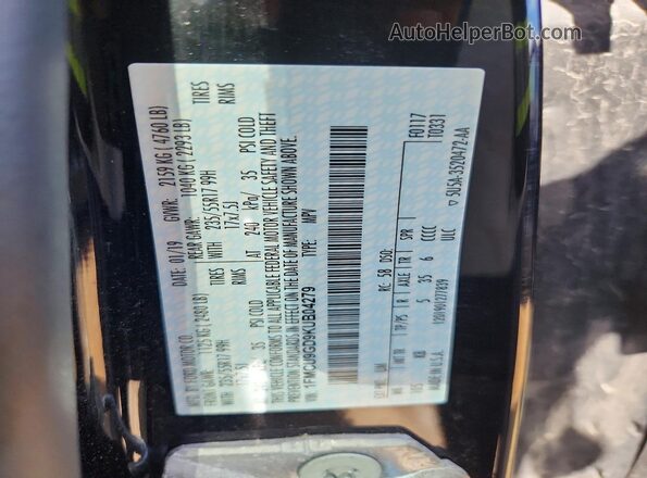 1FMCU9GD9KUB04279 2019 FORD ESCAPE Black VIN კოდის სტიკერის ხედი