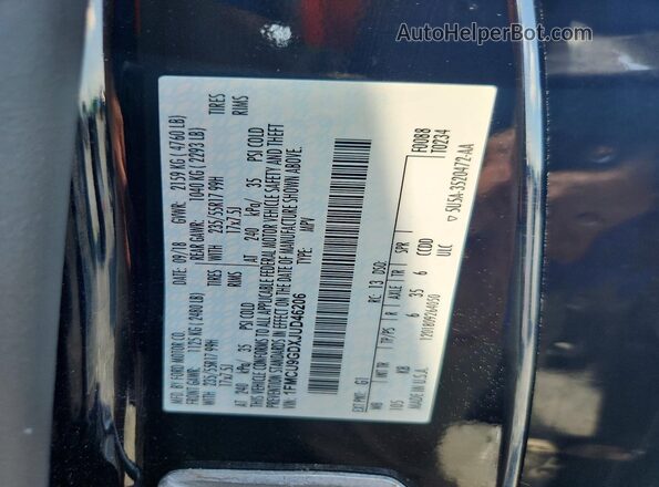 1FMCU9GDXJUD46206 2018 FORD ESCAPE Black VIN კოდის სტიკერის ხედი