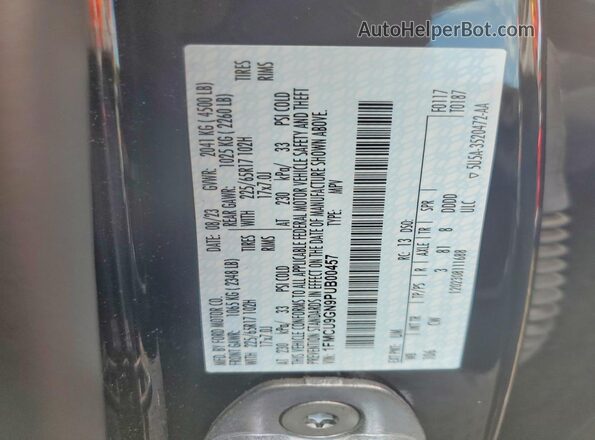 1FMCU9GN9PUB00457 2023 FORD ESCAPE Черный Вид наклейки с VIN-кодом