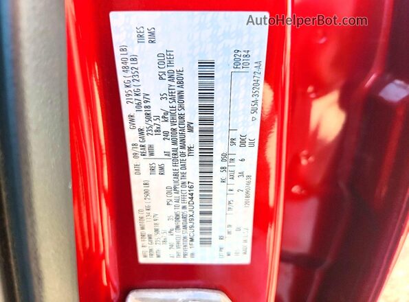 1FMCU9J9XJUD44167 2018 FORD ESCAPE Red Սալոնի 360 աստիճան տեսք