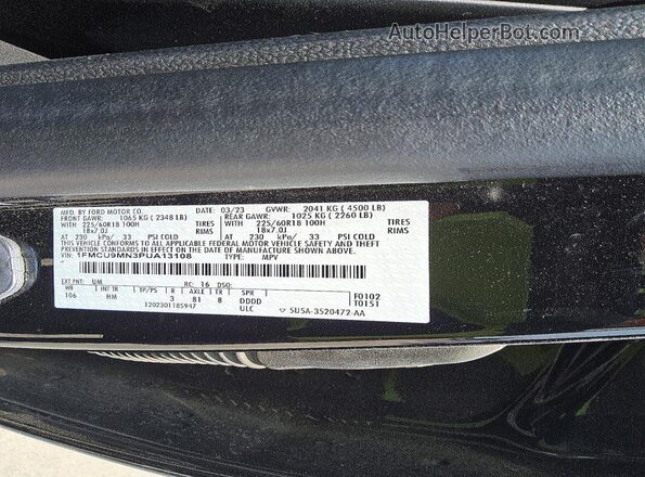 1FMCU9MN3PUA13108 2023 FORD ESCAPE Черный Вид наклейки с VIN-кодом
