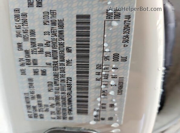 1FMCU9MN3RUA88720 2024 FORD ESCAPE Белый Вид наклейки с VIN-кодом