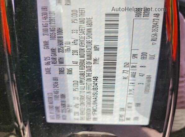 1FMCU9NA0SUB34148 2025 FORD ESCAPE Черный Вид подкапотного пространства
