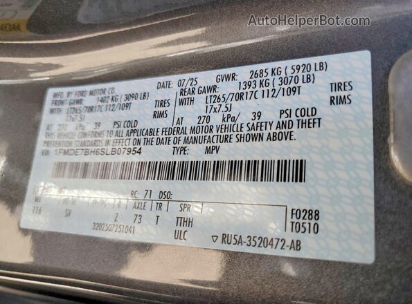 1FMDE7BH6SLB07954 2025 FORD BRONCO Gray სალონის 360-გრადუსიანი ხედი
