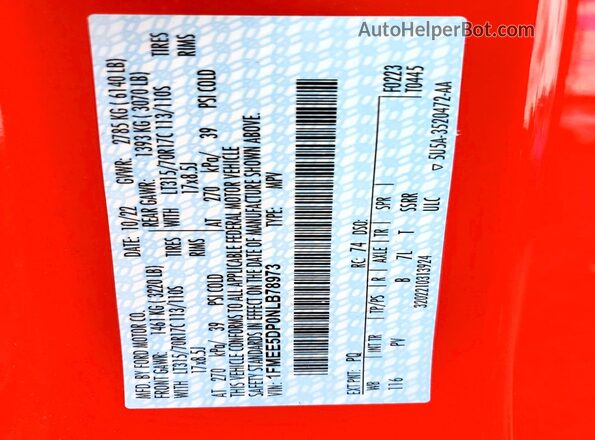 1FMEE5DP0NLB78973 2022 FORD BRONCO Red სალონის 360-გრადუსიანი ხედი