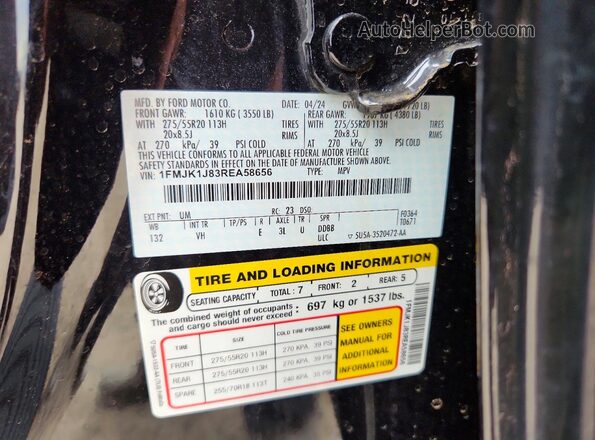 1FMJK1J83REA58656 2024 FORD EXPEDITION Black Widok naklejki z numerem VIN