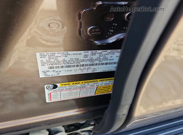 1FMJK2AT6JEA41350 2018 FORD EXPEDITION Gray Vista de la etiqueta del VIN