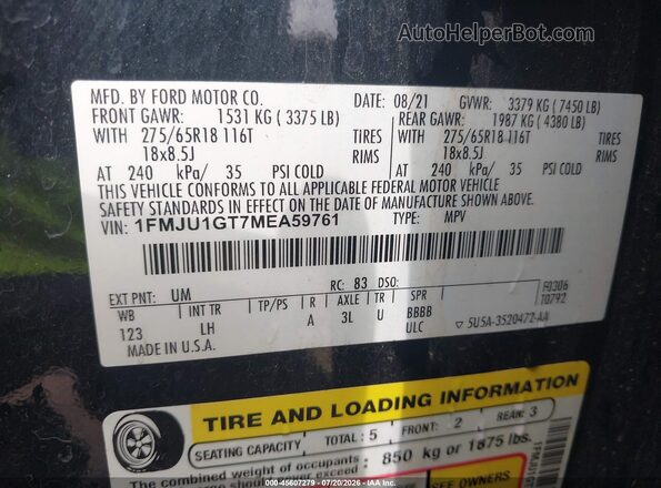 1FMJU1GT7MEA59761 2021 FORD EXPEDITION Черный Вид подкапотного пространства