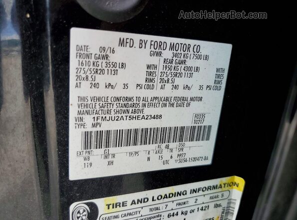 1FMJU2AT5HEA23488 2017 FORD EXPEDITION Black Vista de la etiqueta del VIN