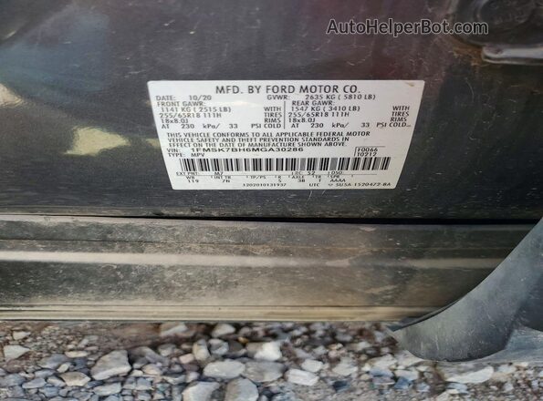 1FMSK7BH6MGA30286 2021 FORD EXPLORER Gray VIN sticker view