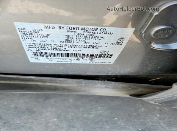 1FMWK8HC9SGA73231 2025 FORD EXPLORER Silver VIN sticker view